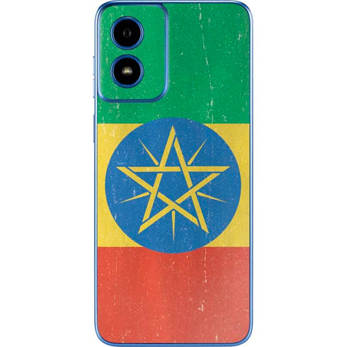 Ethiopia Flag Distressed Moto G Play 4G (2024) Skin